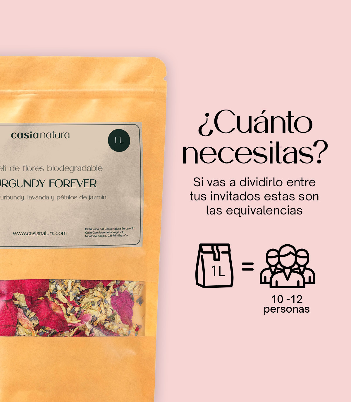 Burgundy Forever - Biodegradable confetti of dried petals | 1L