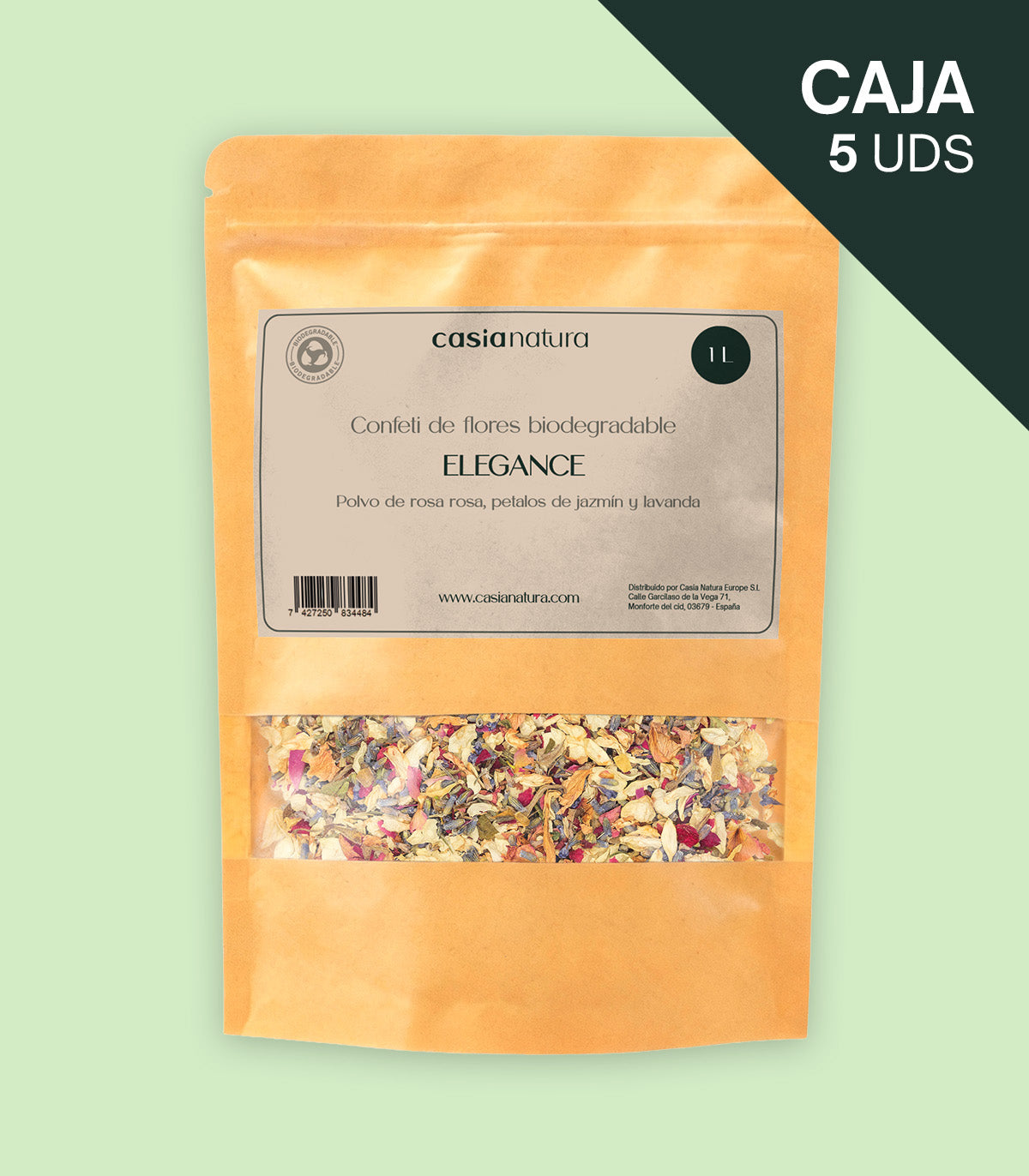 Pack de 5 sobres de confeti biodegradable Elegance