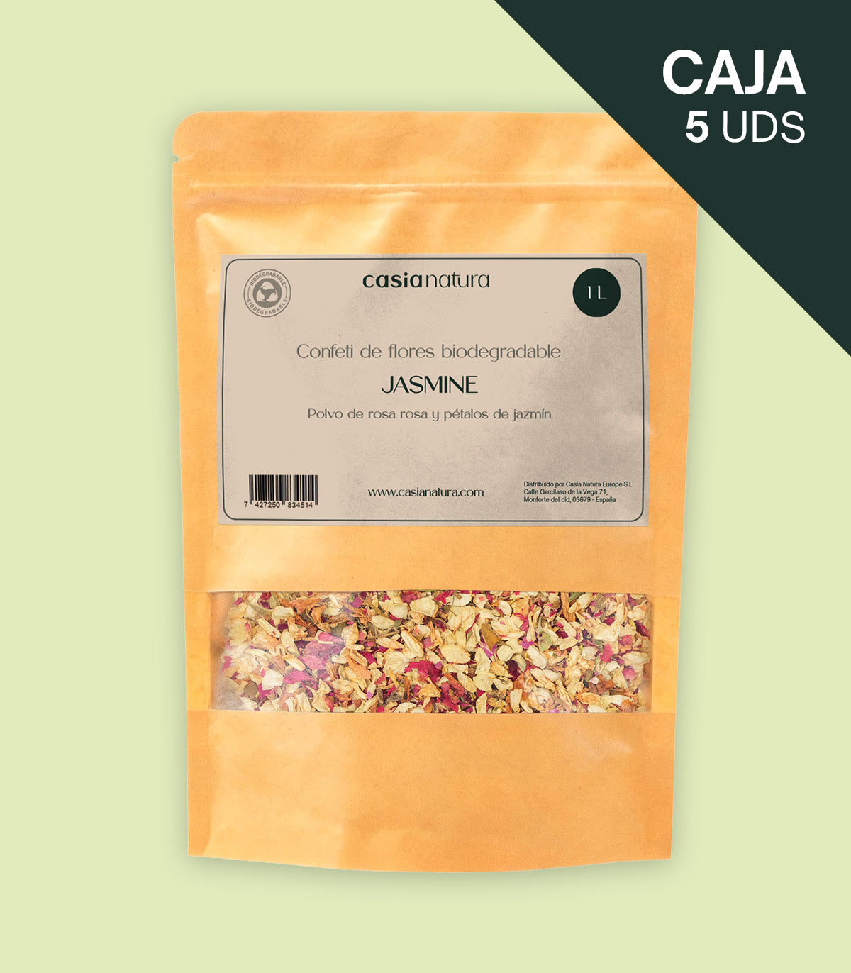 Pack de 5 sobres de confeti biodegradable Jasmine