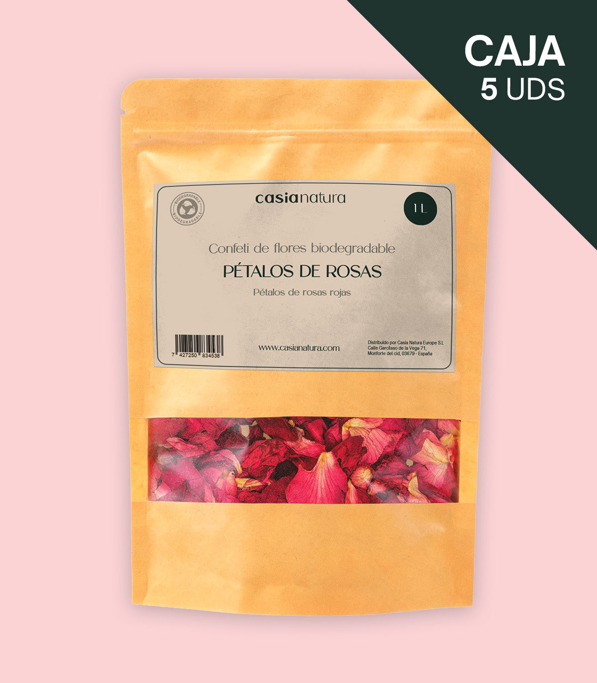 Pack de 25 sobres de confeti biodegradable Pétalos de Rosa