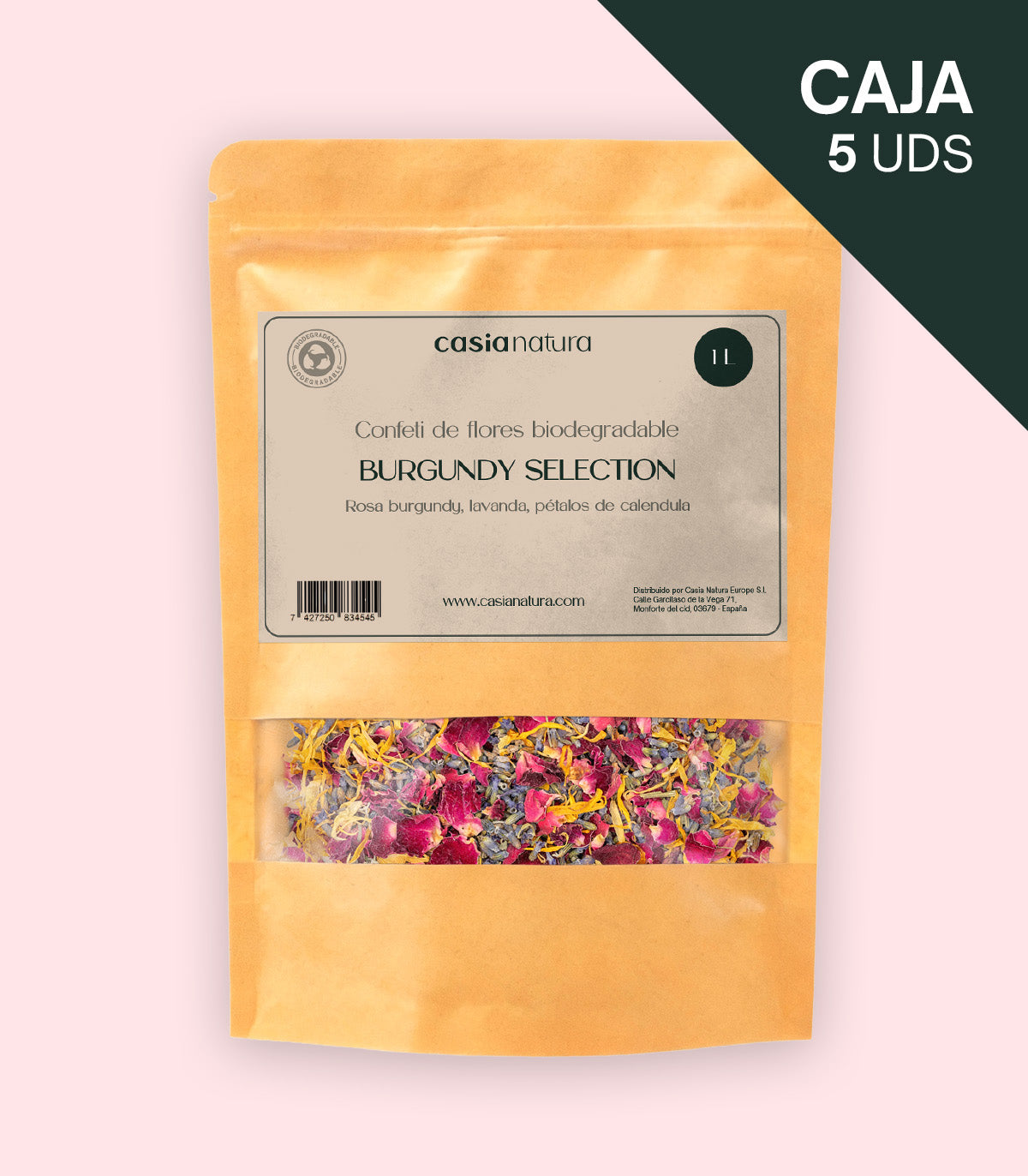 Pack de 5 sobres de confeti biodegradable Burgundy Selection
