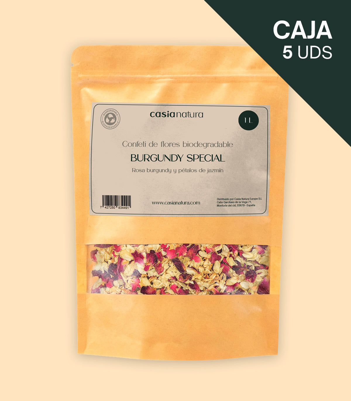Pack de 25 sobres de confeti biodegradable Burgundy Special